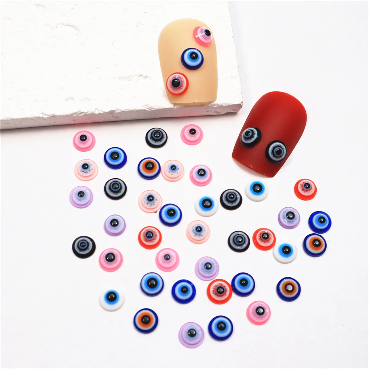 Evil Eye Resin Nail Charms 6mm | Kawaii 3D Nail Decorations Nail Art Charms QXL