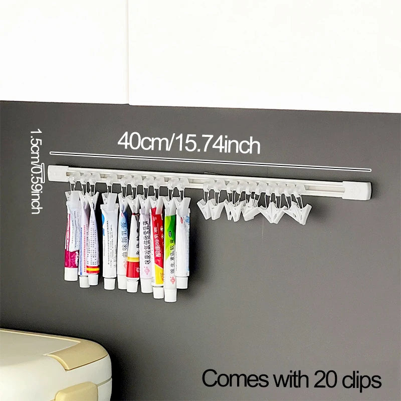 20-Clip Hanging Slide Rail Storage Rack | Door Cabinet Organizer Hanging Storage Rack QXL 40cm