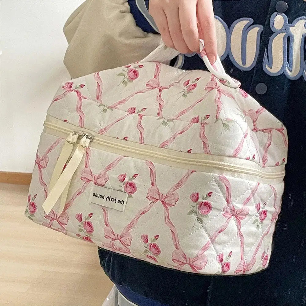 Large Quilted Makeup Bag & Cosmetic Organizer for Women Cosmetic Organizer Bag QXL