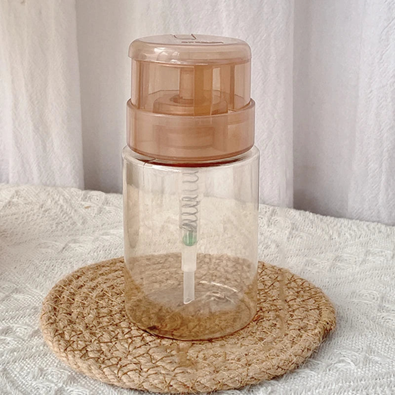 Refillable Press Pump Dispenser Bottle for Nail Polish Remover Pump Dispenser Bottle QXL Coffee