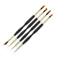 4-Pc Dual-Ended Nail Art Brush Set | Gel, Liner & Acrylic Nail Art Brush Set QXL Black