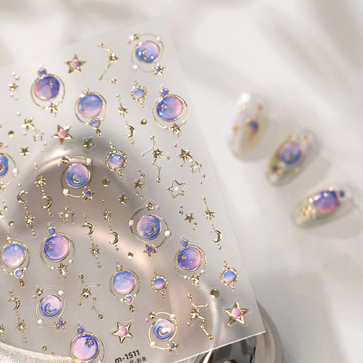 5D Cosmic Galaxy Nail Stickers | Starry Sky Planet Decals Nail Art Stickers QXL