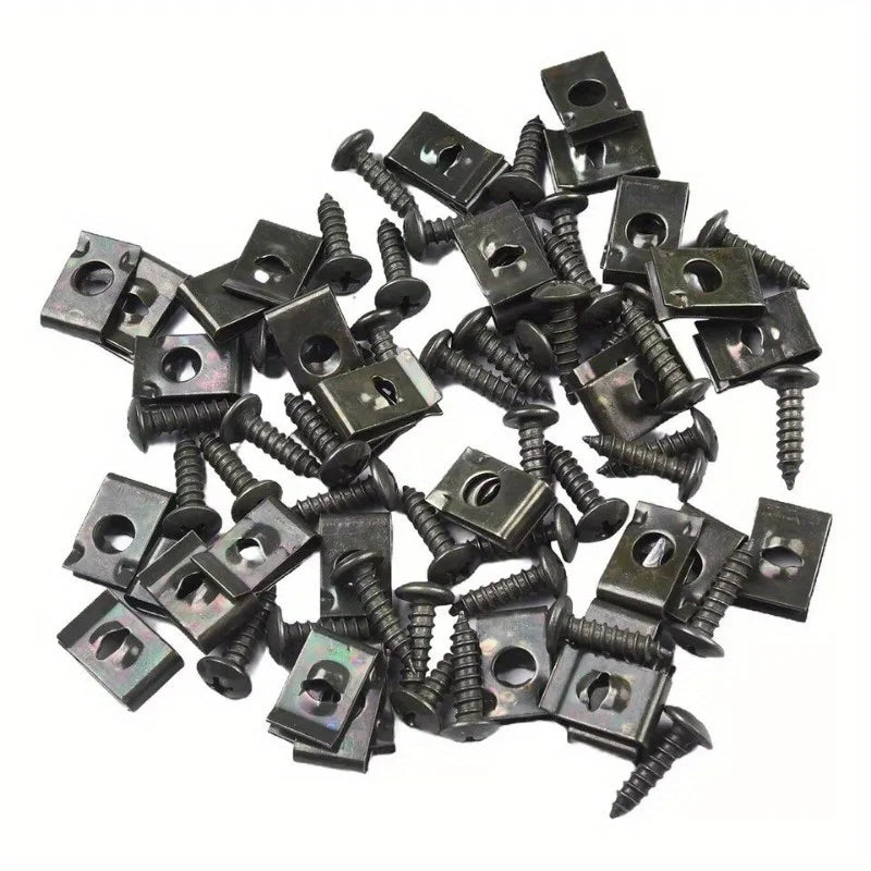 20-Pack Iron Car Fastener Clips | Fender, Bumper & Engine Auto Panel Clips QXL