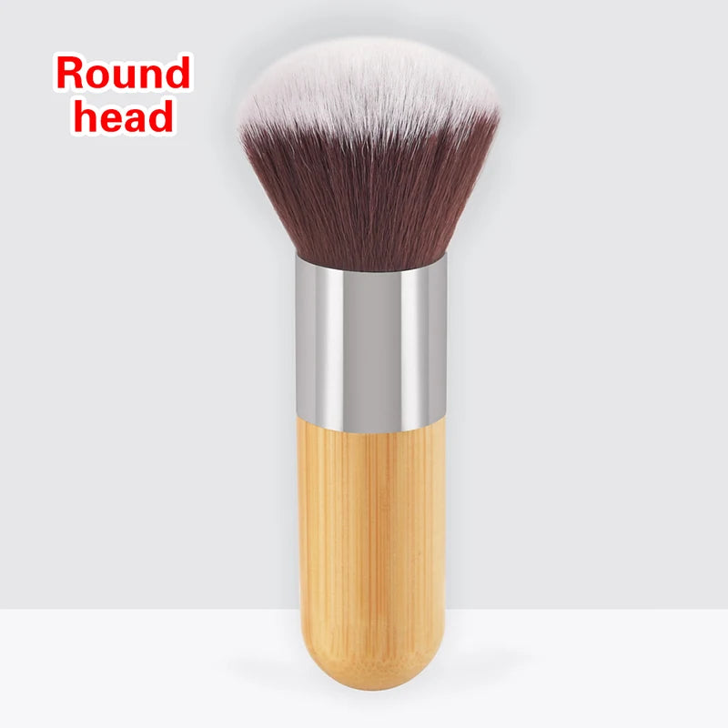Flat Top Makeup Brush – Foundation, Powder & Blush | Bamboo Makeup Brush QXL Round head