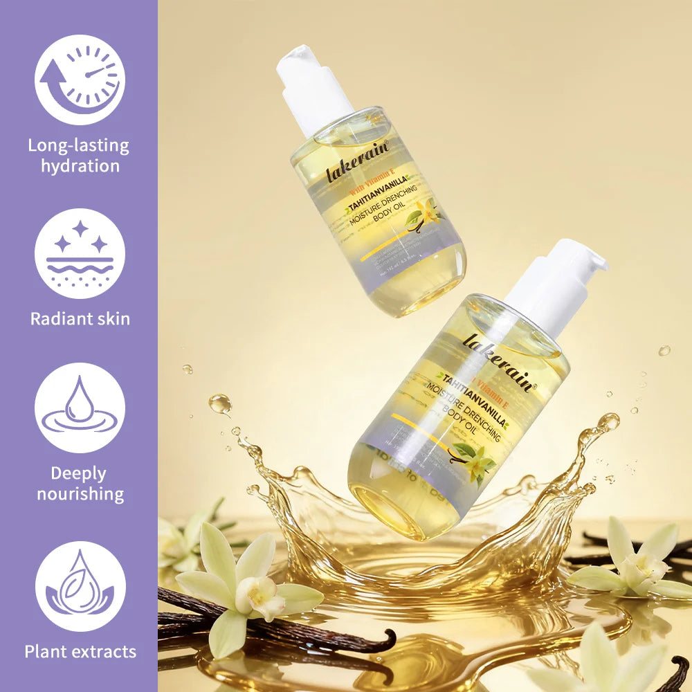 Lakerain Vanilla Body Oil | Shea Butter, Deep Moisture 192ml Moisturizing Body Oil QXL