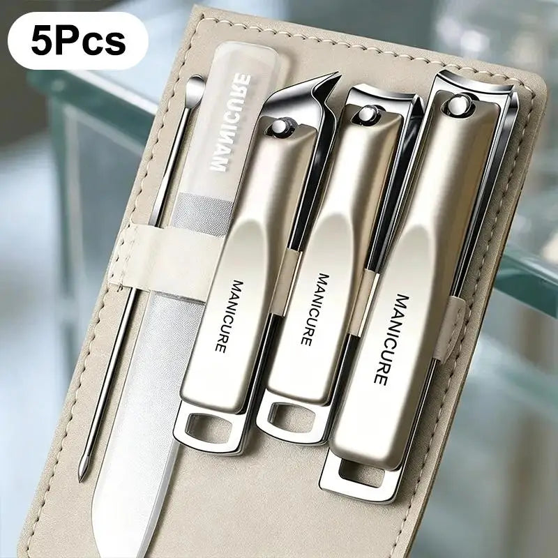Professional Nail Clipper Set 5 & 10 Pc | Stainless Steel Kit Manicure Tool Kit QXL 5pcs