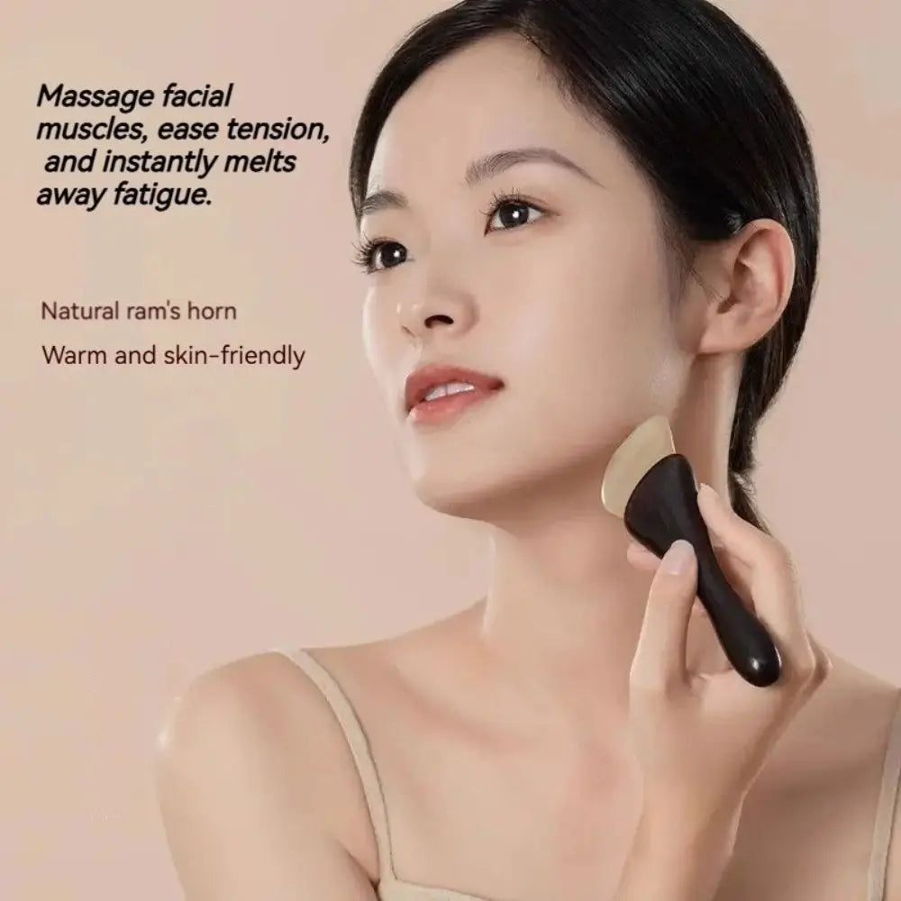Sandalwood Goat Horn Gua Sha Massage Stick | Face & Neck Gua Sha Massage Tool QXL
