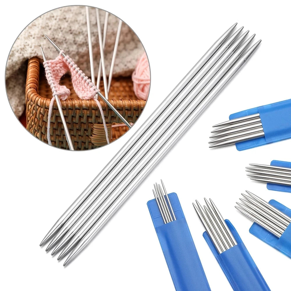 5-Piece Stainless Steel Knitting Needles 2.0–4.0mm | DPN Set Knitting Needle Set QXL