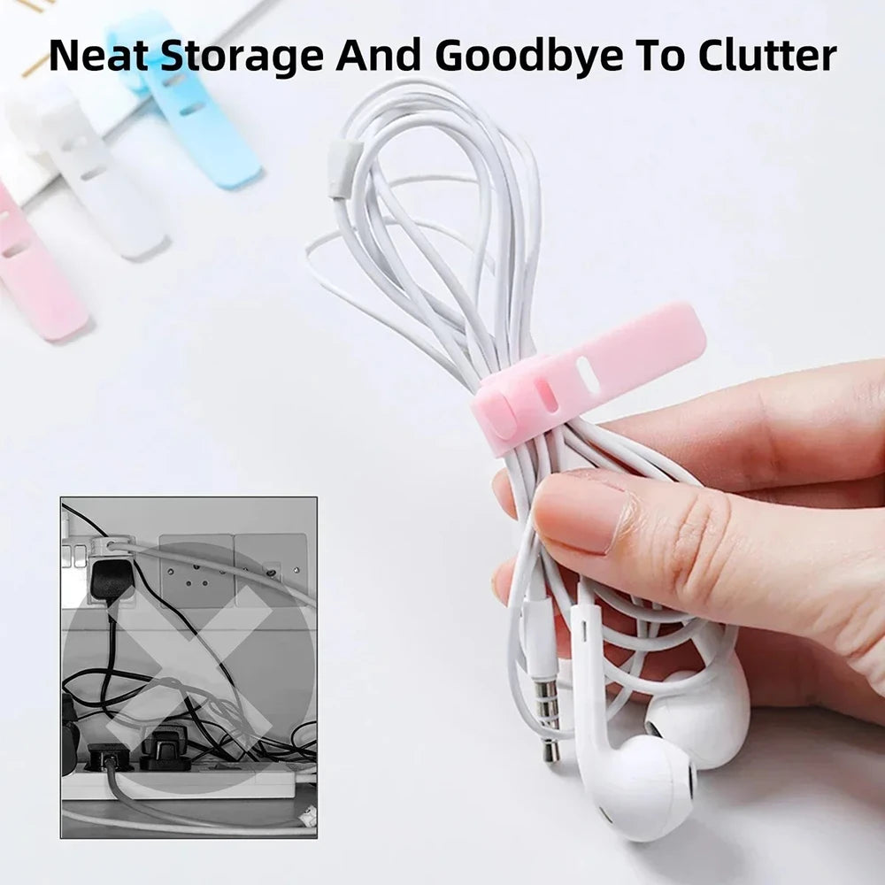 Silicone Cable Ties Organizer Clips | Cord Winder Straps Cable Management Clips QXL