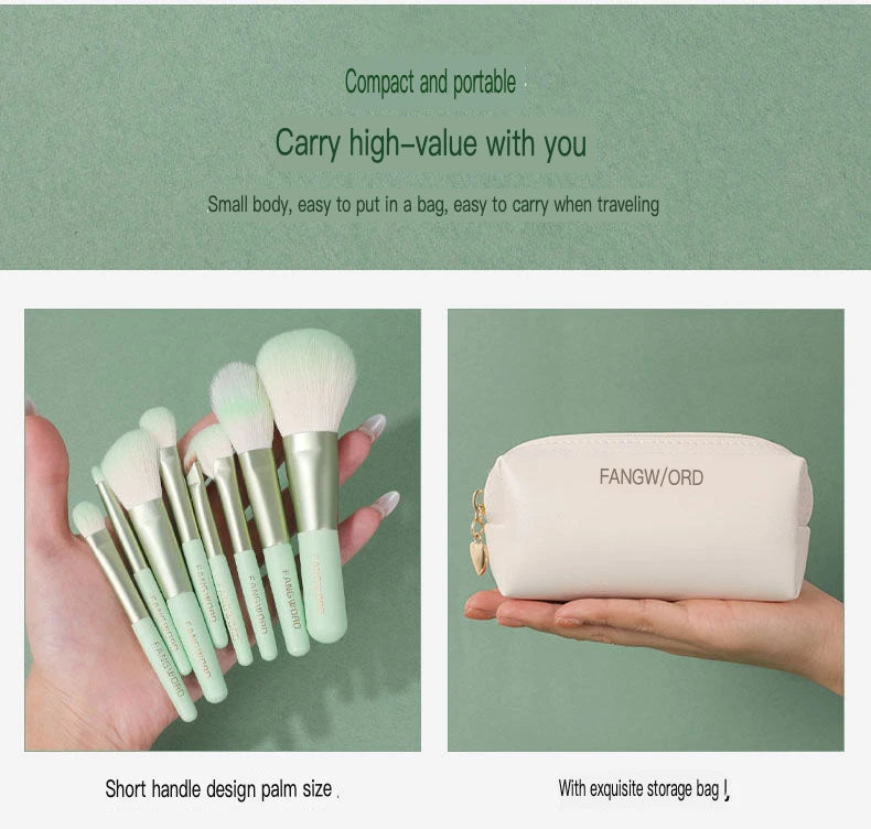 8-Piece Ultra Soft Makeup Brush Set with Storage Bag Makeup Brush Set QXL 8 brushes and bags