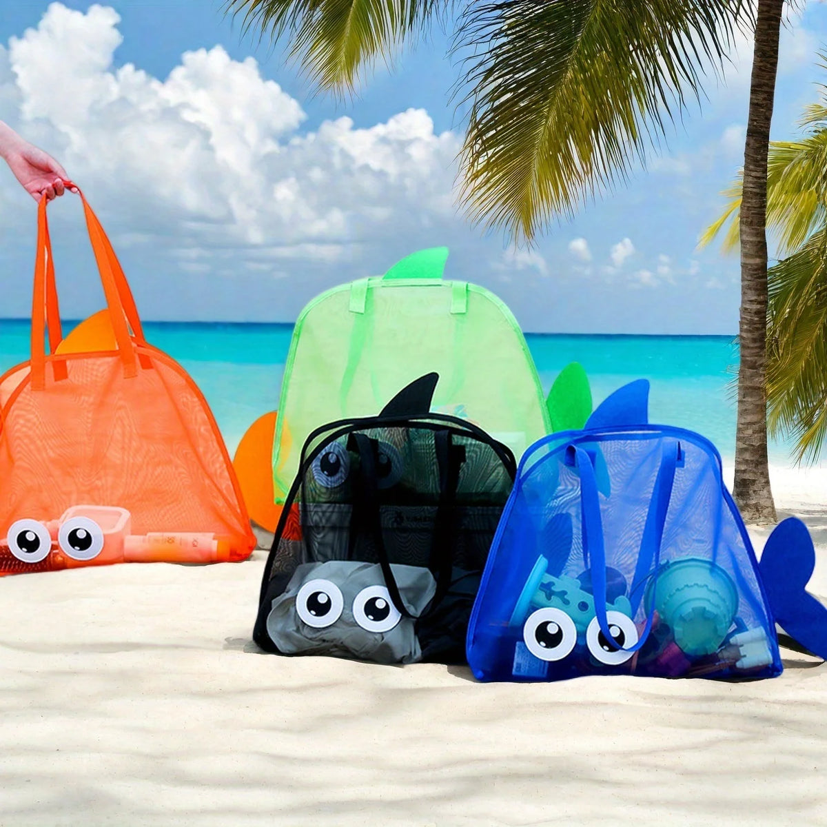 Kids Shark Beach Mesh Bag | Toys, Towels & Storage Tote Kids Beach Tote Bag QXL