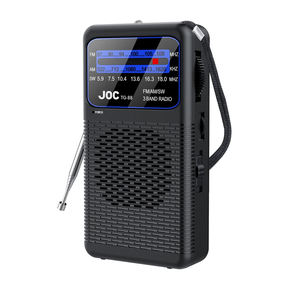 YITHOR Portable AM FM SW Radio | LED Light, Back Clip Portable Radio QXL TG-88