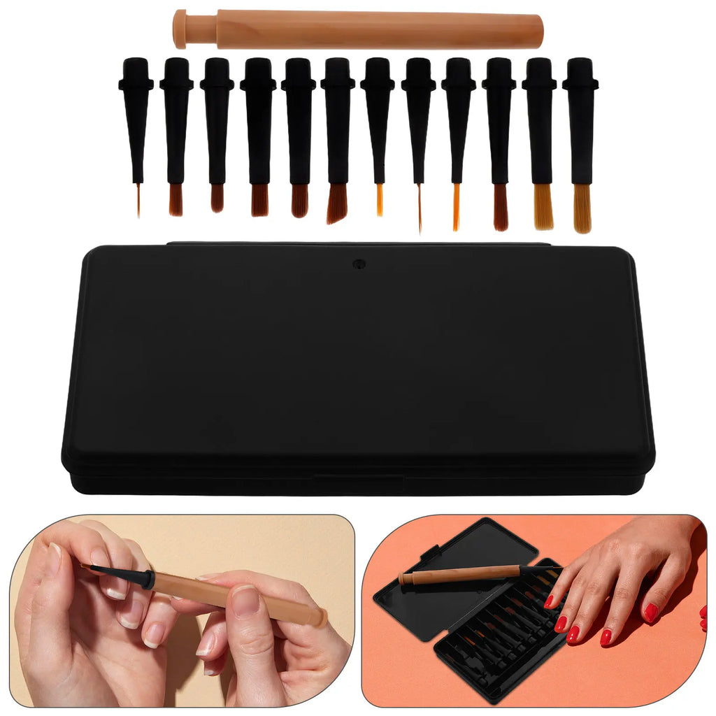 Modular Nail Brush Set | Replaceable Heads Manicure Kit Nail Art Brush Set QXL Default Title