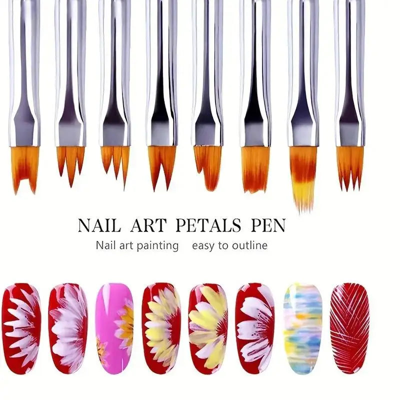 8-Piece Nail Art Brush Set | Gradient, Petal & Smudge Pens Nail Art Brush Set QXL