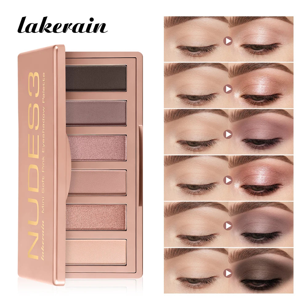 6-Color Nude Eyeshadow Palette – Matte & Shimmer Blendable Eyeshadow Palette QXL