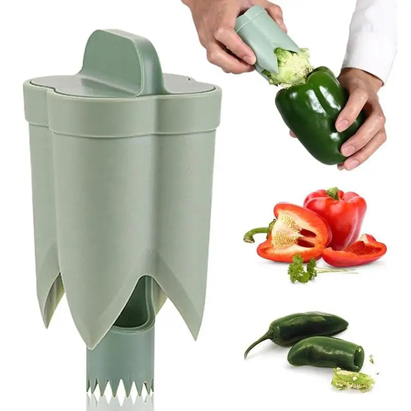 2-in-1 Manual Pepper Corer & Seed Extractor | Kitchen Tool Fruit & Vegetable Corer QXL
