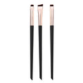 3-Piece Blade Eyeliner & Eyebrow Brush Set | Flat Fine Liner Eye Makeup Brush Set QXL black gold