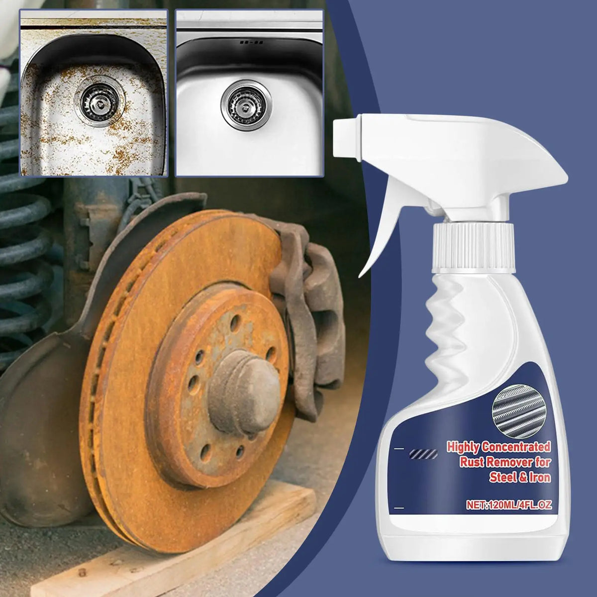 Car Rust Remover Spray | Metal & Exhaust Pipe Rust Cleaner Rust Remover Spray QXL
