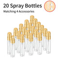 20-Pack Refillable Mini Glass Perfume Spray Bottles – 0.17oz Perfume Spray Bottle QXL Gold 5ml