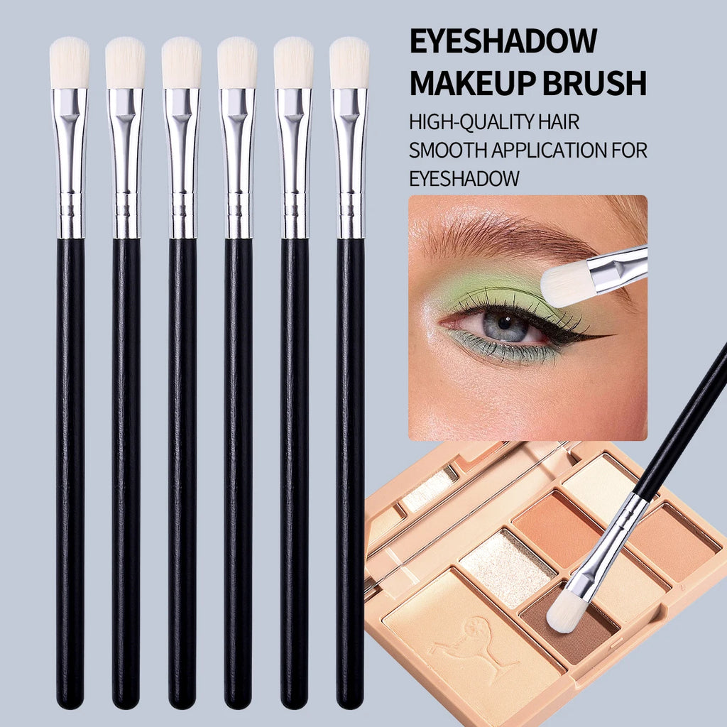 KOSSHOW 6-Pc Eye Brush Set | Flat Synthetic Wood Handle Brushes Eye Brush Set QXL black
