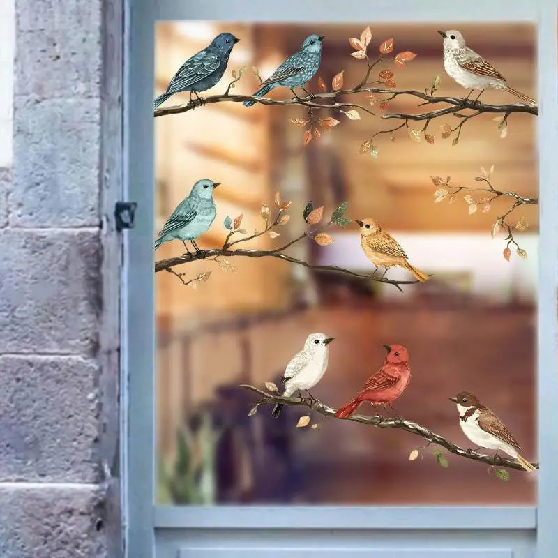 Watercolor Bird & Branches Removable Wall & Window Decal Wall Decal Sticker QXL