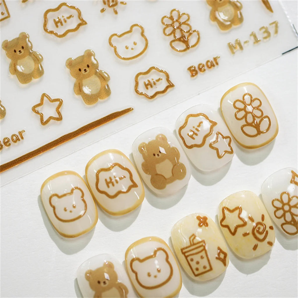 5D Kawaii Jelly Bear Nail Art Stickers | Self-Adhesive Decals Nail Art Stickers QXL