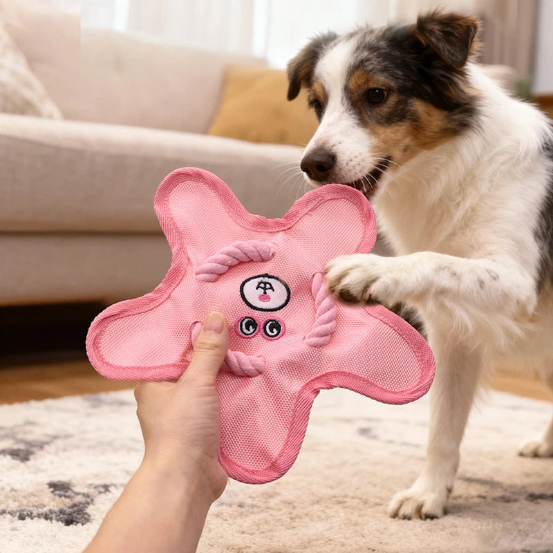 Interactive Squeaky Dog Fetch Flying Disc | Soft Fleece Pet Toy Dog Fetch Toy QXL