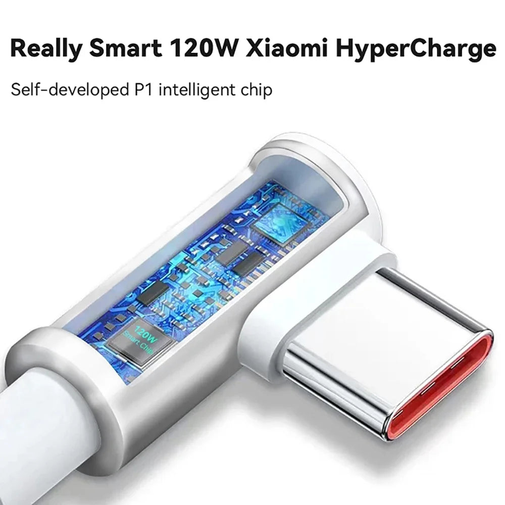 120W 6A USB-C Fast Charging Cable 90° Elbow – Xiaomi & More USB-C Charging Cable QXL
