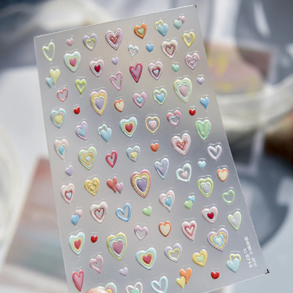5D Heart Nail Art Stickers | Y2K Self-Adhesive Nail Decals Nail Art Stickers QXL