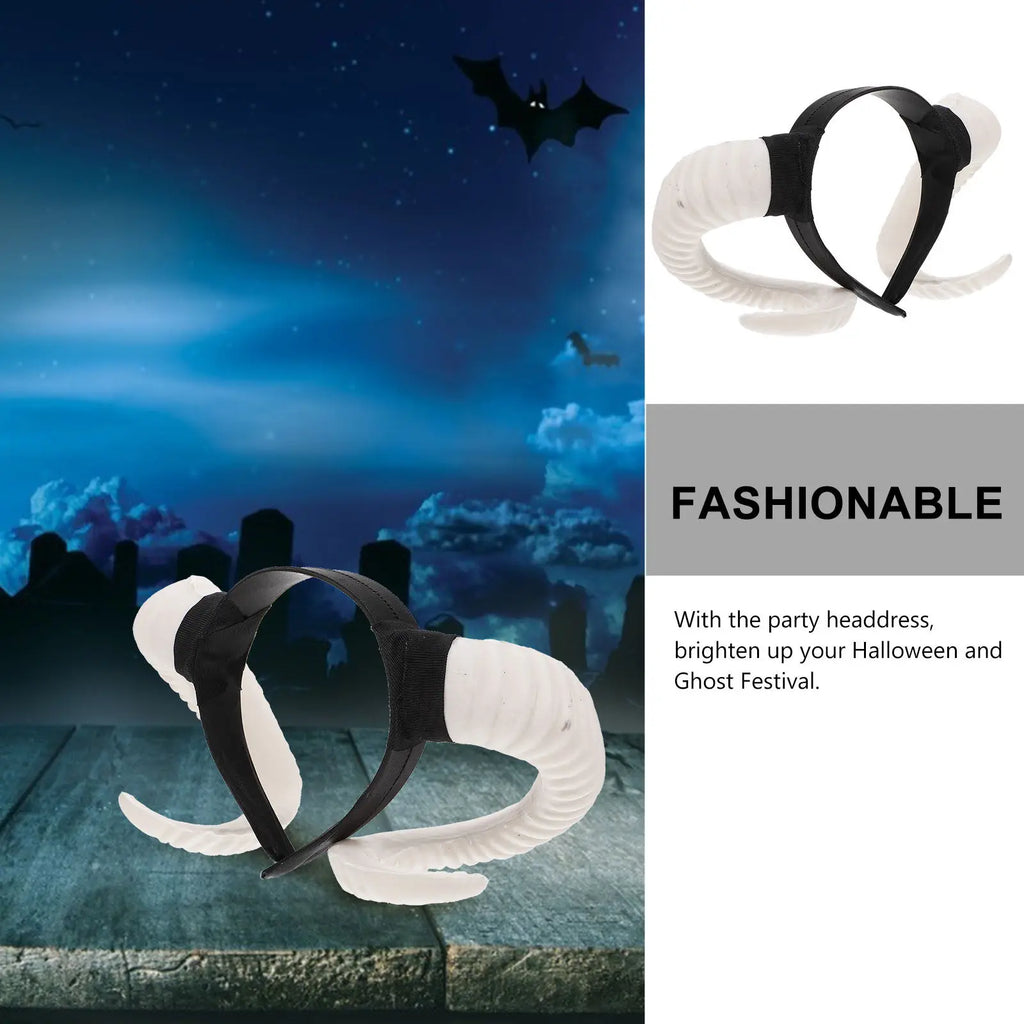 Halloween Glowing Horn Headband | White Sheep Horn Party Hairband Costume Headband QXL