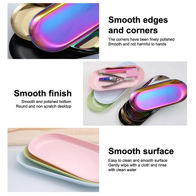 Oval Nail Art Tools Tray | Plastic Manicure Storage Plate Nail Art Storage Tray QXL