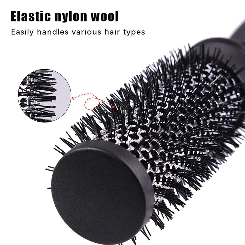 Round Curling Roller Comb | Thermal Aluminum Barrel Hair Brush Round Barrel Hair Brush QXL