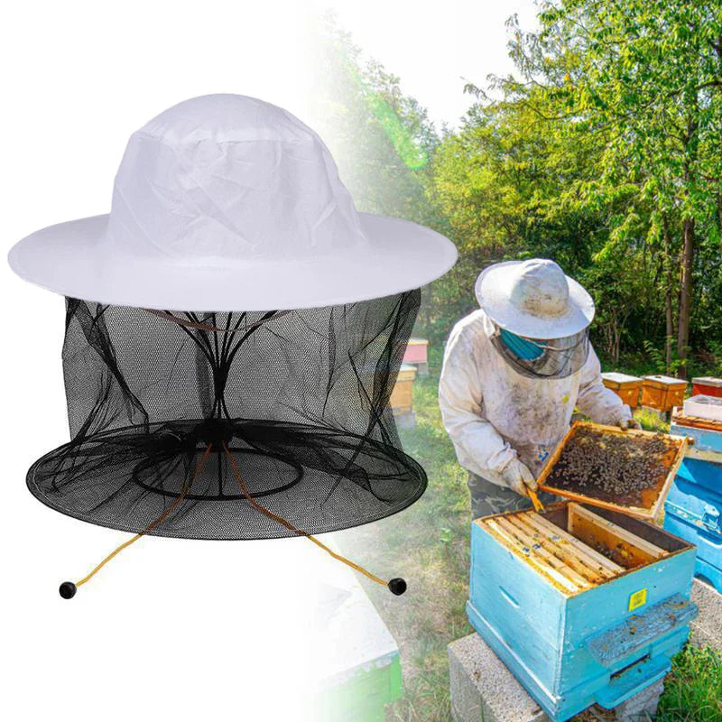 Beekeeping Hat & Veil Combo | White Mesh Bug Mask Protector Beekeeping Protective Hat QXL