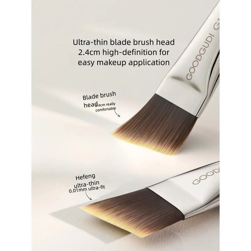 Flat Foundation Brush – Wool Fiber, No-Mark, Metal Handle Foundation Brush QXL