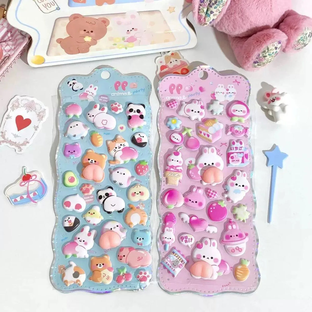 3D Kawaii Bunny Stickers | Squishy PVC DIY Decals for Crafts Kawaii Craft Stickers QXL