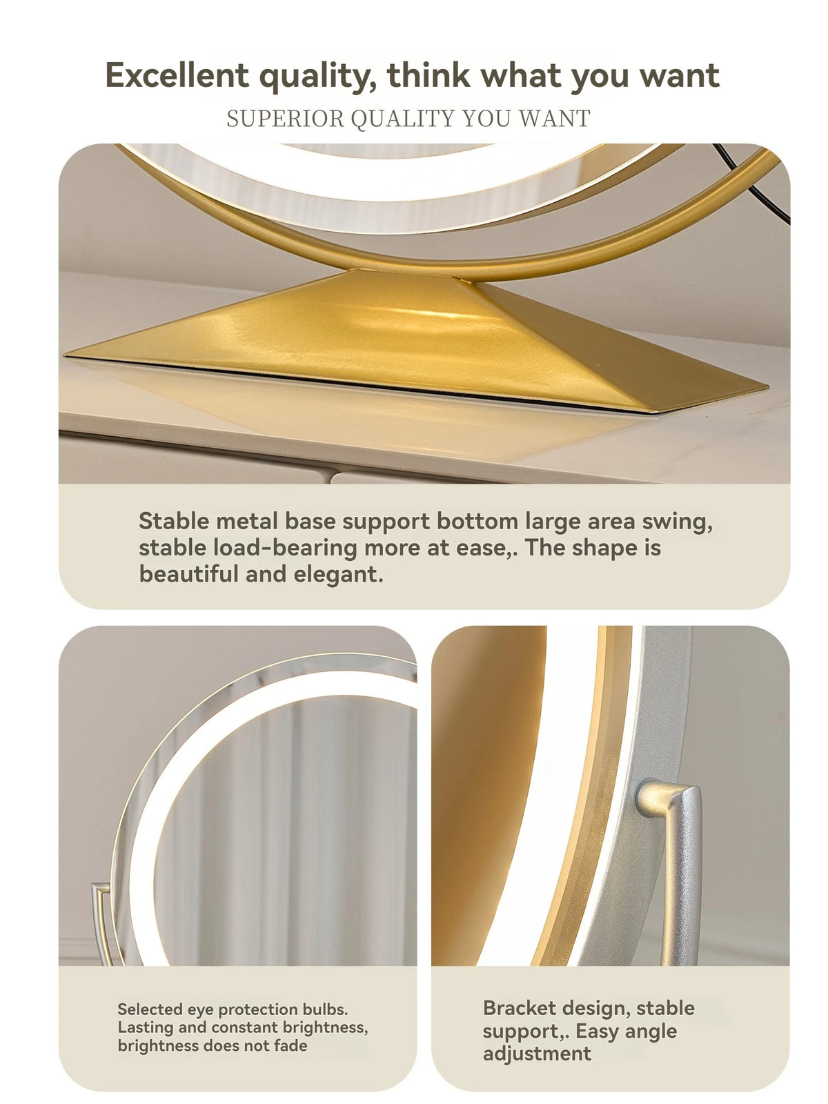 LED Lighted Round Makeup Mirror | Desktop Vanity Mirror Lighted Vanity Mirror QXL