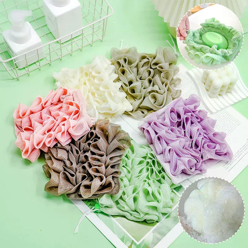 2-in-1 Exfoliating Loofah Bath Sponge with Drawstring Closure Exfoliating Bath Sponge QXL