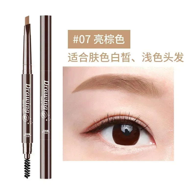 DNM Triangular Eyebrow Pencil & Brush – 7 Shades Eyebrow Pencil QXL 07 Bright Brown