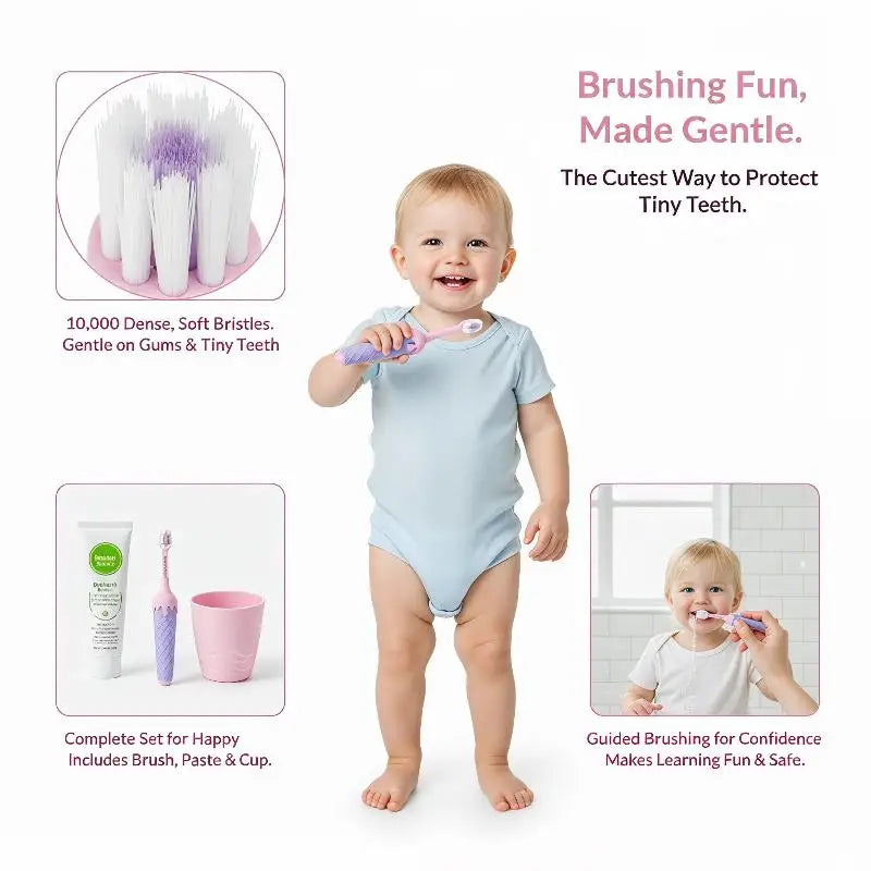 Ice Cream Toddler Toothbrush – Ultra-Soft 10000 Bristles, 0–3 Yrs Toddler Toothbrush QXL