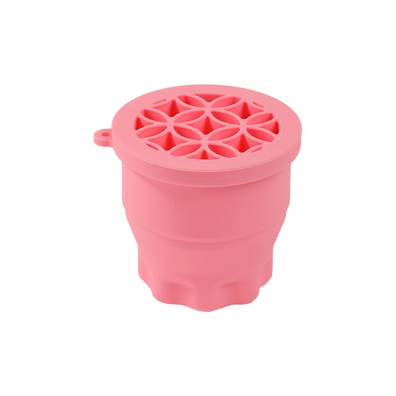 Silicone Folding Makeup Brush Cleaning & Drying Cup Brush Cleaning Cup QXL Pink