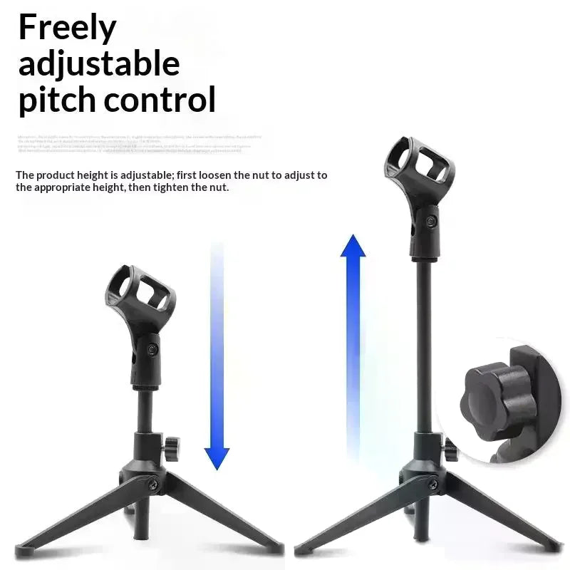 Adjustable Desktop Microphone Tripod Stand | Lightweight ABS Microphone Tripod Stand QXL