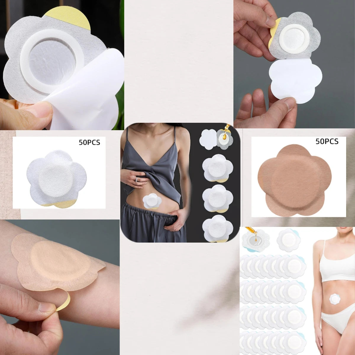 50-Pack Disposable Self-Adhesive Castor Oil Navel Patches Castor Oil Patch QXL