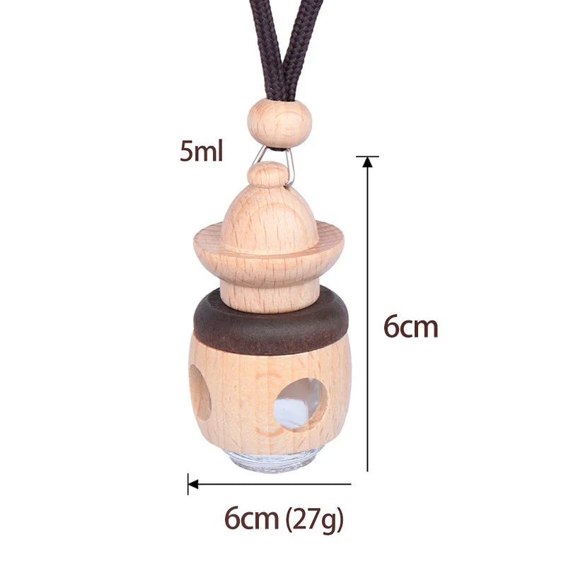5ml Wooden Aromatherapy Car Pendant | Refillable Diffuser Bottle Aromatherapy Diffuser Pendant QXL