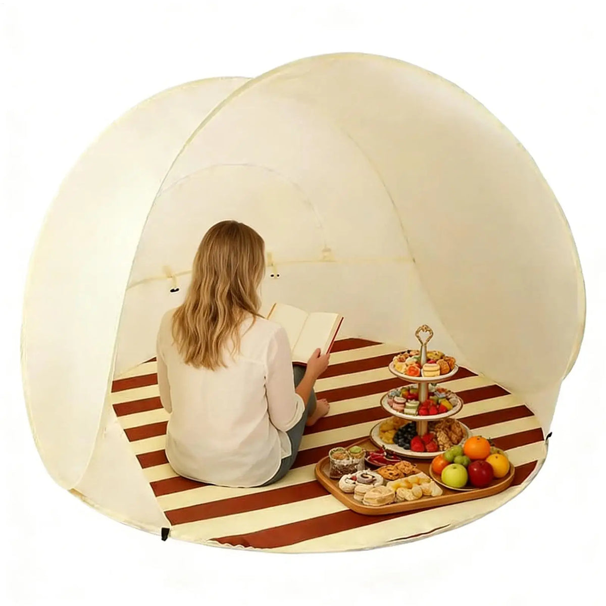 Pop-Up Beach Tent 3–4 Person | UPF 50+ Canopy Shelter Pop-Up Beach Tent QXL