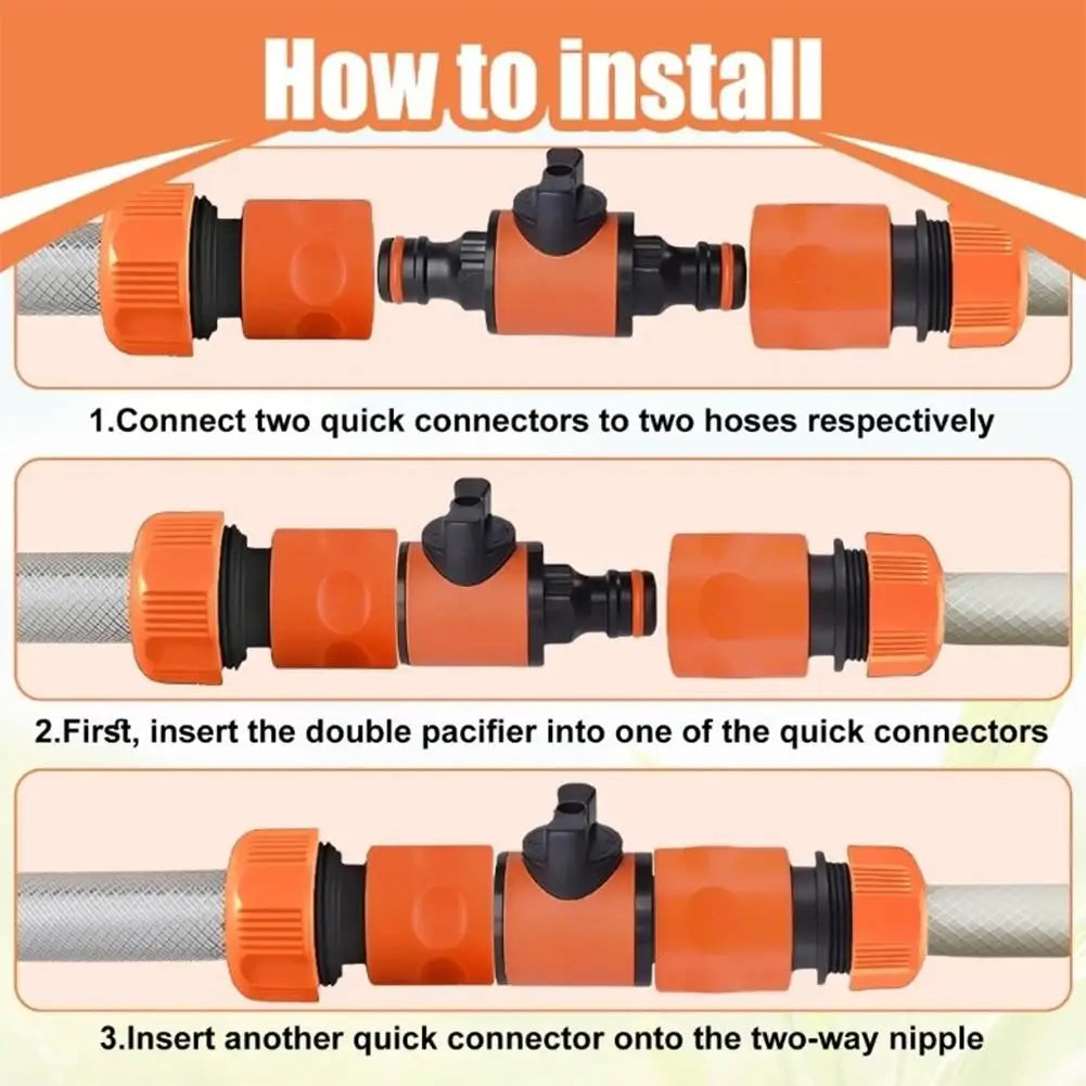 Garden Hose Quick Connector with Shut-Off Valve | ABS Fitting Hose Quick Connector QXL