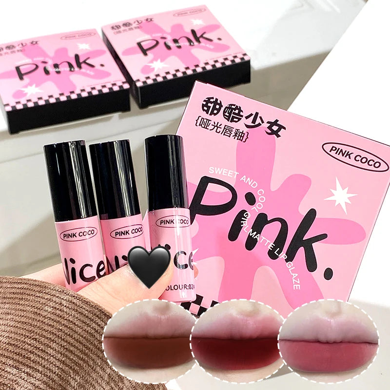 GECOMO Matte Lip Glaze Set | Rose & Nude Lip Mud Combo Matte Lip Glaze Set QXL
