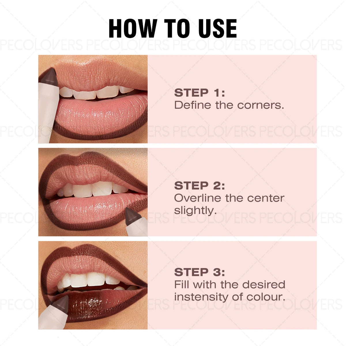 PECOLOVERS Waterproof Lip Liner | Define & Plump Lips Lip Liner Pencil QXL