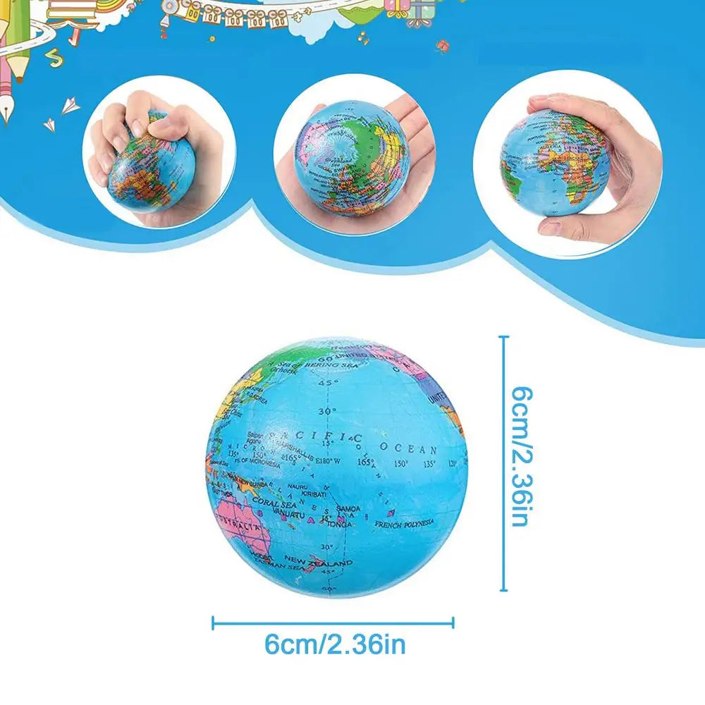 Mini Earth Globe Squeeze Ball | Foam Fidget Toy & Fun Gift Foam Fidget Squeeze Ball QXL 1pcs