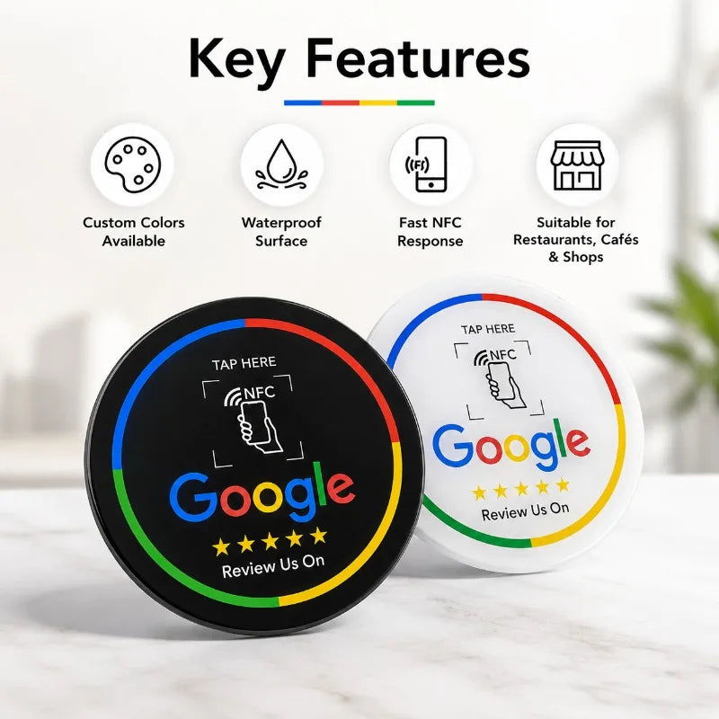 NTAG215 NFC Google Review Sticker | 10cm Round Acrylic Card NFC Review Sticker QXL