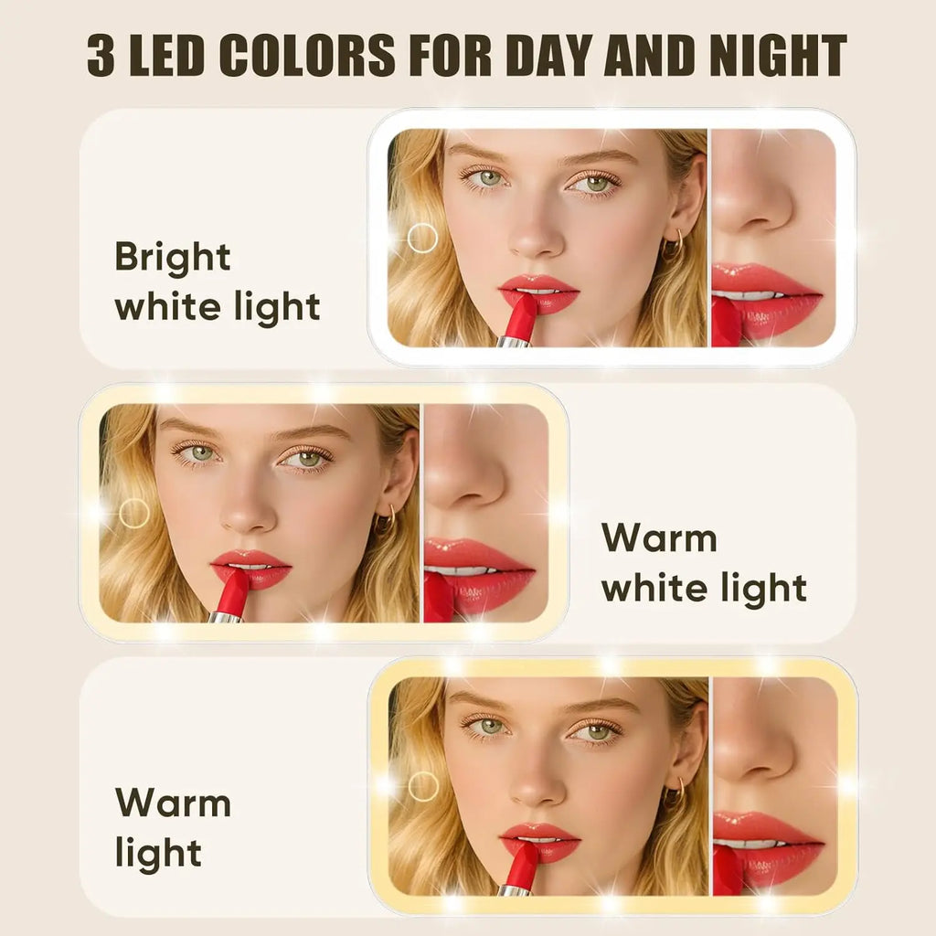 Car Vanity Mirror with LED Lights & 5X Magnification | Cosmomiro LED Vanity Mirror QXL